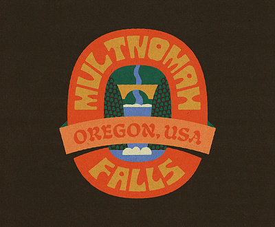 Badge Week 2024: Multnomah Falls badge badgeweek2024 custom type design fort worth funky illustration illustrator multnomah multnomahfalls national oregon park type typography waterfall